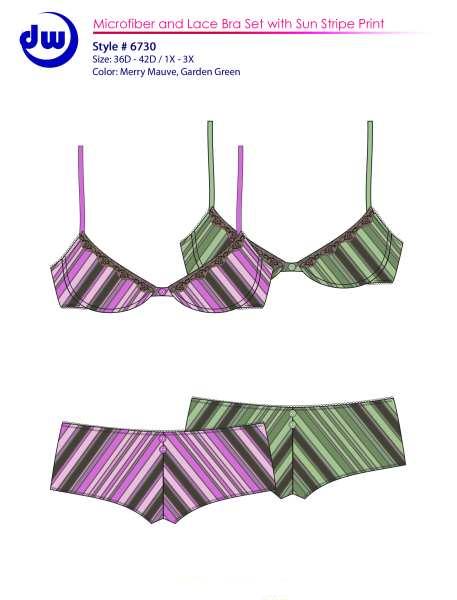 BodyForm Sun Stripe Print Bra Set - Click Image to Close